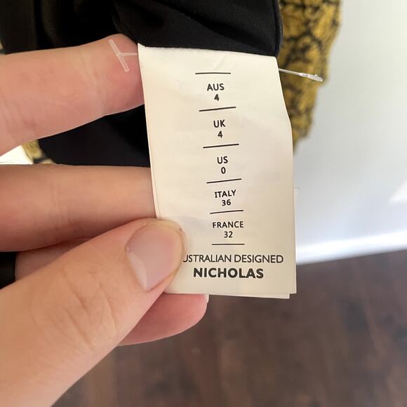 NICHOLAS Abbey Ruffled Printed Crepe Mini Dress In Mustard Yellow w/ Belt SZ 0 - Picture 15 of 16